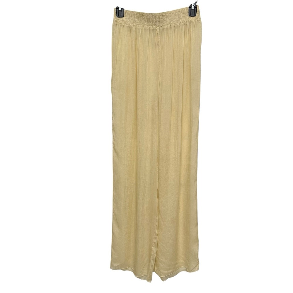SKIMS Size L Romance Chiffon Smocked Pant Ivory Silk Coverup Pants